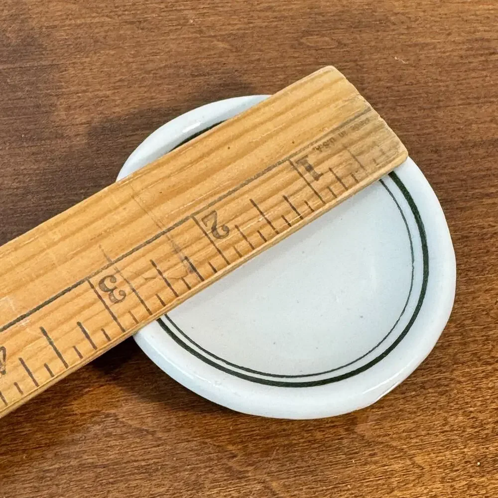 Vintage Restaurant Ware Butter Pat Green Band Chunky 3